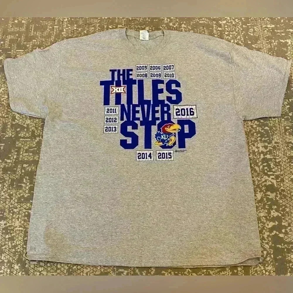 Kansas Jayhawks 2016 Big 12 Champs T Shirt Men’s size XXL color Grey